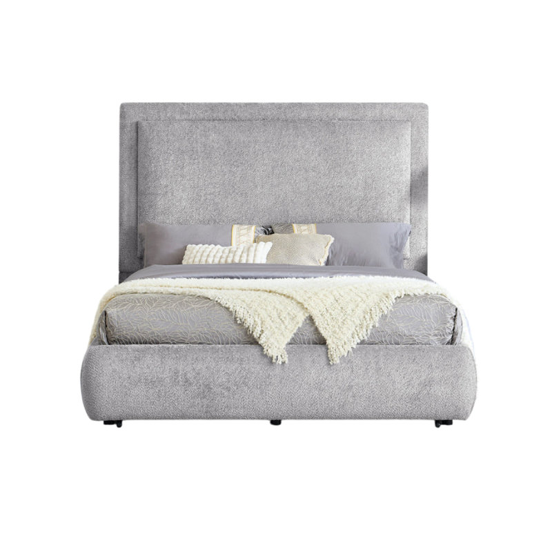 Lit Reby avec tiroir de rangement, revêtement en chenille, Grand