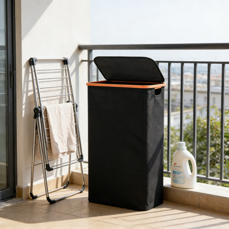 Panier à linge mince avec couvercle et poignée, panier à linge étroit pour espaces restreints, capacité de 19,8 gallons, tissu imperméable durable pour salle de lavage, dortoir, chambre à coucher, salle de bain