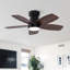 Ventilateur de plafond encastré de 32 pouces avec éclairage DEL tricolore, cinq pales en contreplaqué, un fonctionnement réversible à six vitesses et une télécommande, idéal pour les petites pièces intérieures