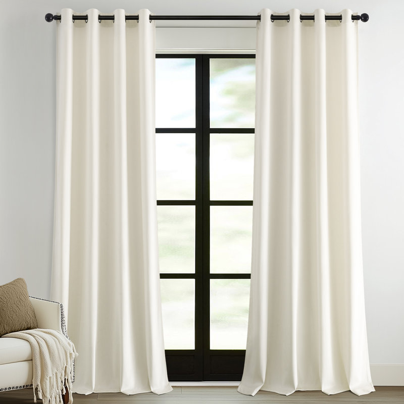 Rideaux en velours avec œillets Ike, L 52 po x L 108 po, Beige