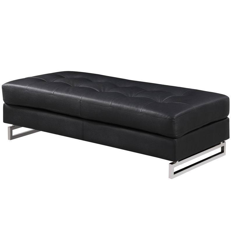 Black Oversized Leather With Solid Wood And Legs Element Option Stool Build
