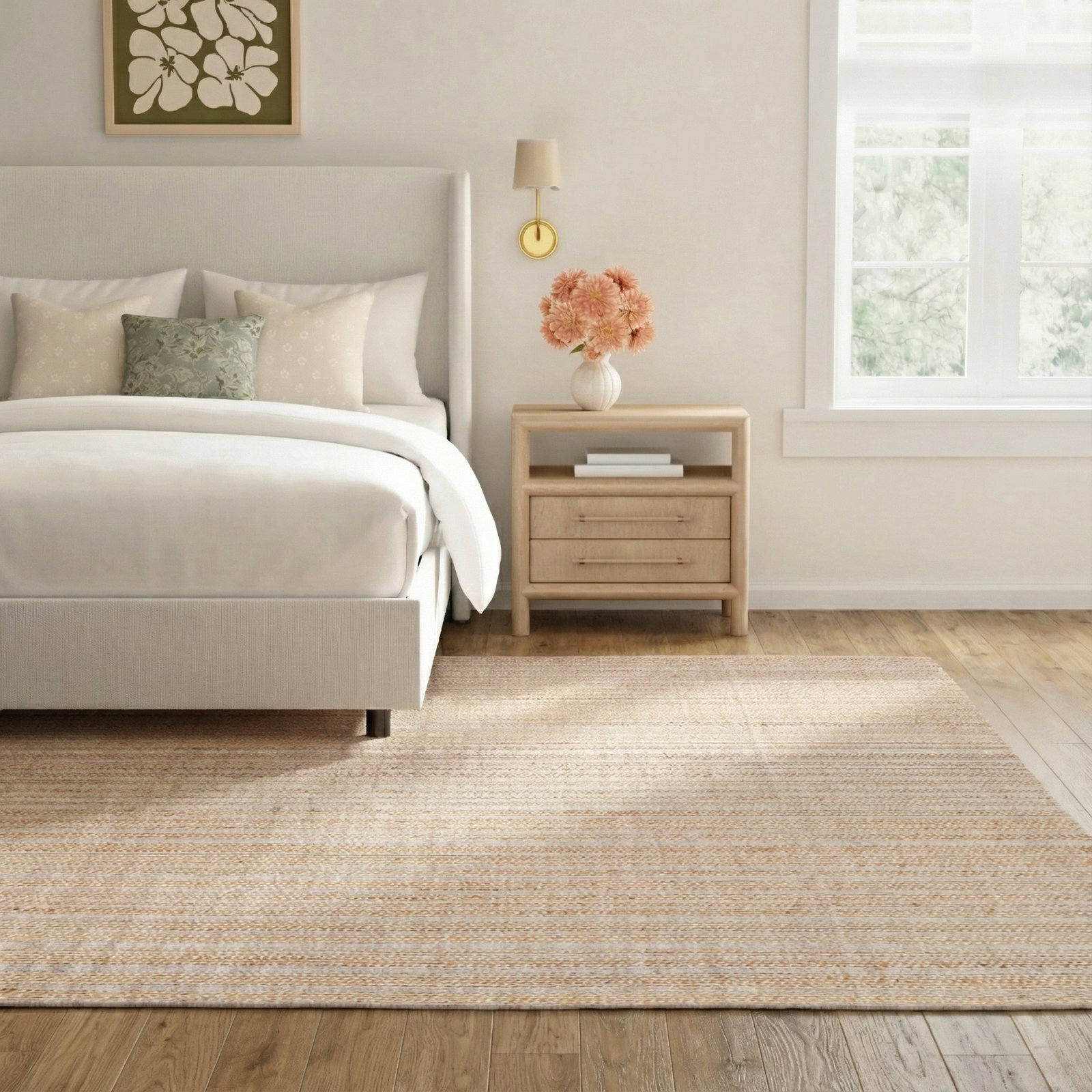 Genesta Tan Gray Hand-Loomed Rug, Rectangle 9' x 12'