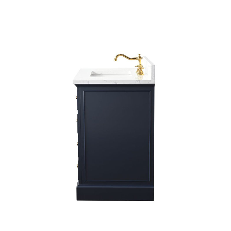 Thompson 36" W Single Bathroom Vanity, Indigo Blue/Brushed Gold