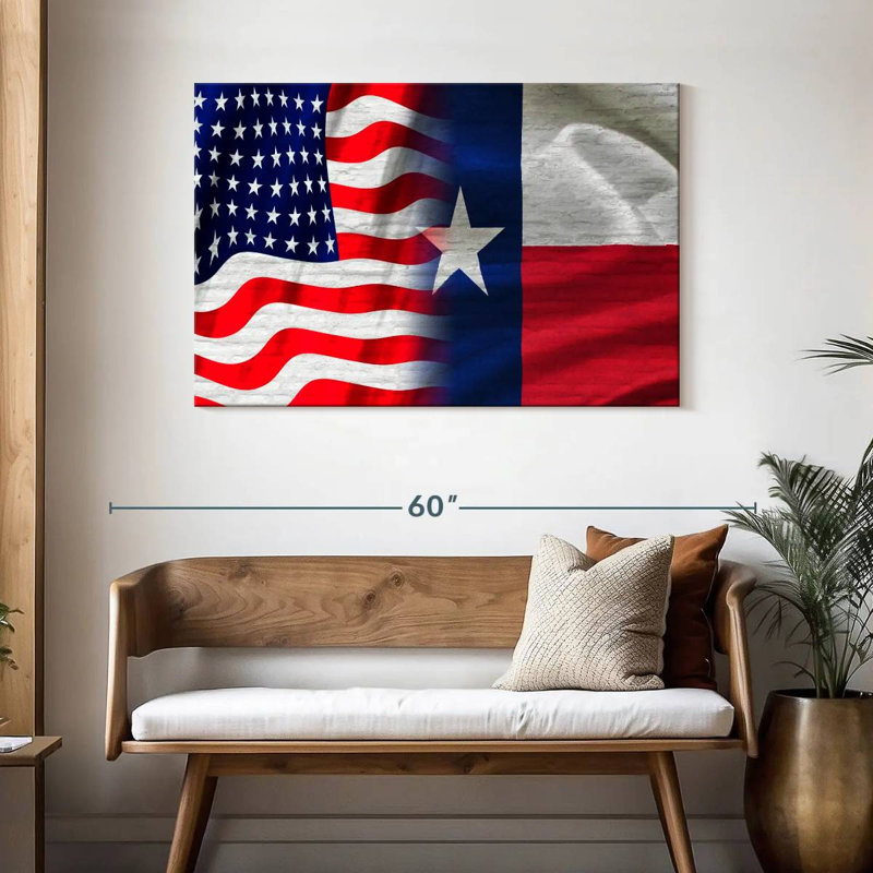 Borges US And Texas Flag, 30" H x 45" W