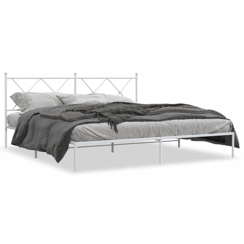 Corrstown Metal Bed, White, Super King (6')