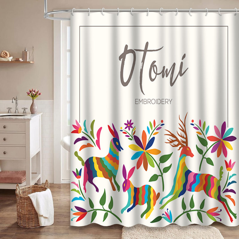 Rideau de douche 12 motifs colorés, L 72 po x l 84 po
