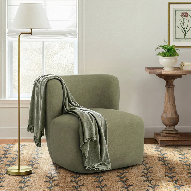 Mariza 28" W Swivel Lounge Chair, Zuma Laurel Textured Linen