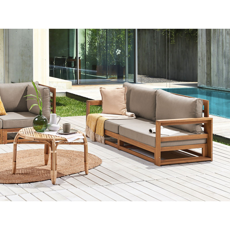 TIMOR 184cm Wide Rectangle Wood Patio Sofa with Cushions