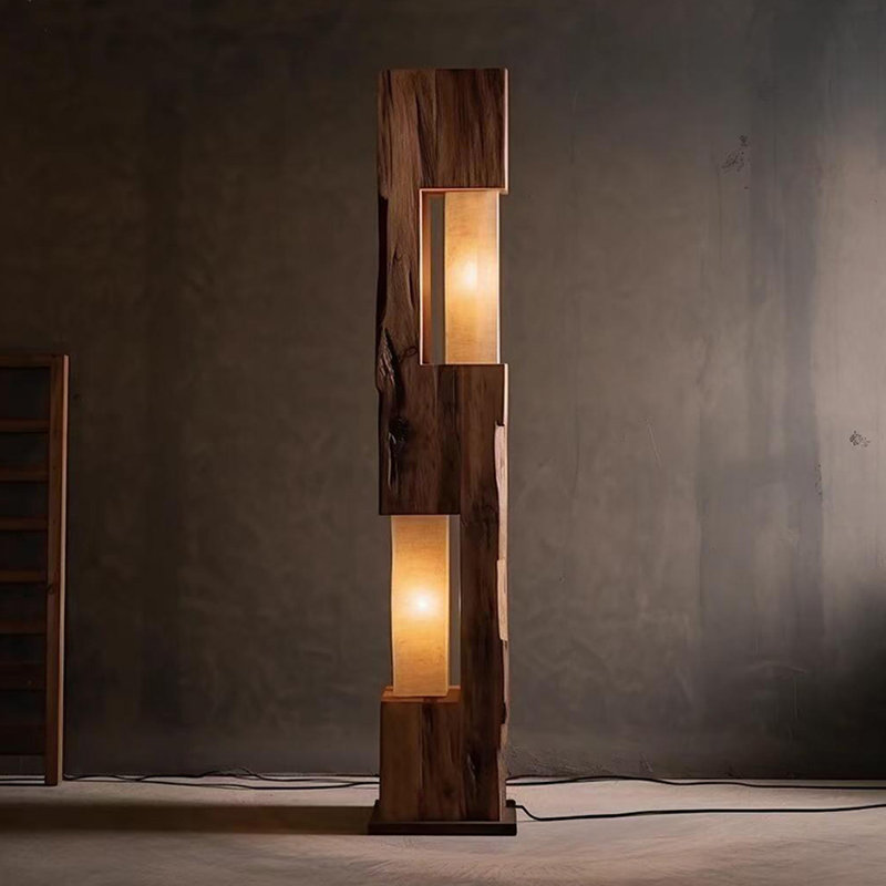Zen-Style Living Room Wooden Standing Lamp