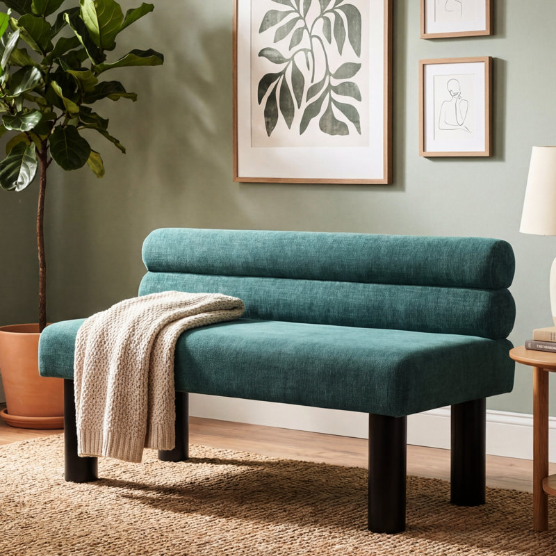 Banc de salle à manger rembourré avec support de 300 lb, pieds en bois d'hévéa, rembourré d'éponge, espace, convient pour la chambre à coucher, le salon et la salle à manger, assemblage facile pour plusieurs pièces, capacité, confort