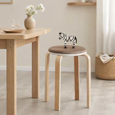 Ensemble de 4 tabourets empilables, tabourets empilables en bois cintré, chaises rondes sans dossier pour la salle à manger, la cuisine et la salle de classe