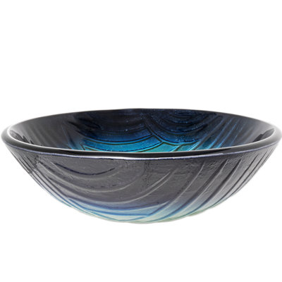 Novatto 16.75'' Navy Glass Circular Bathroom Sink with Faucet