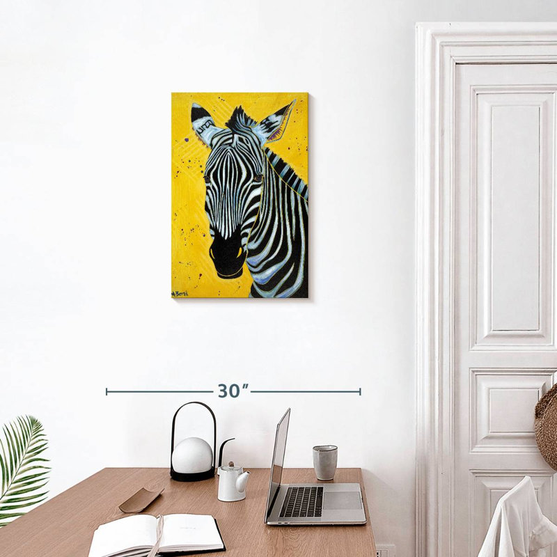 Multicolore zèbre Brampt jaune, H 24 po x l 16 po