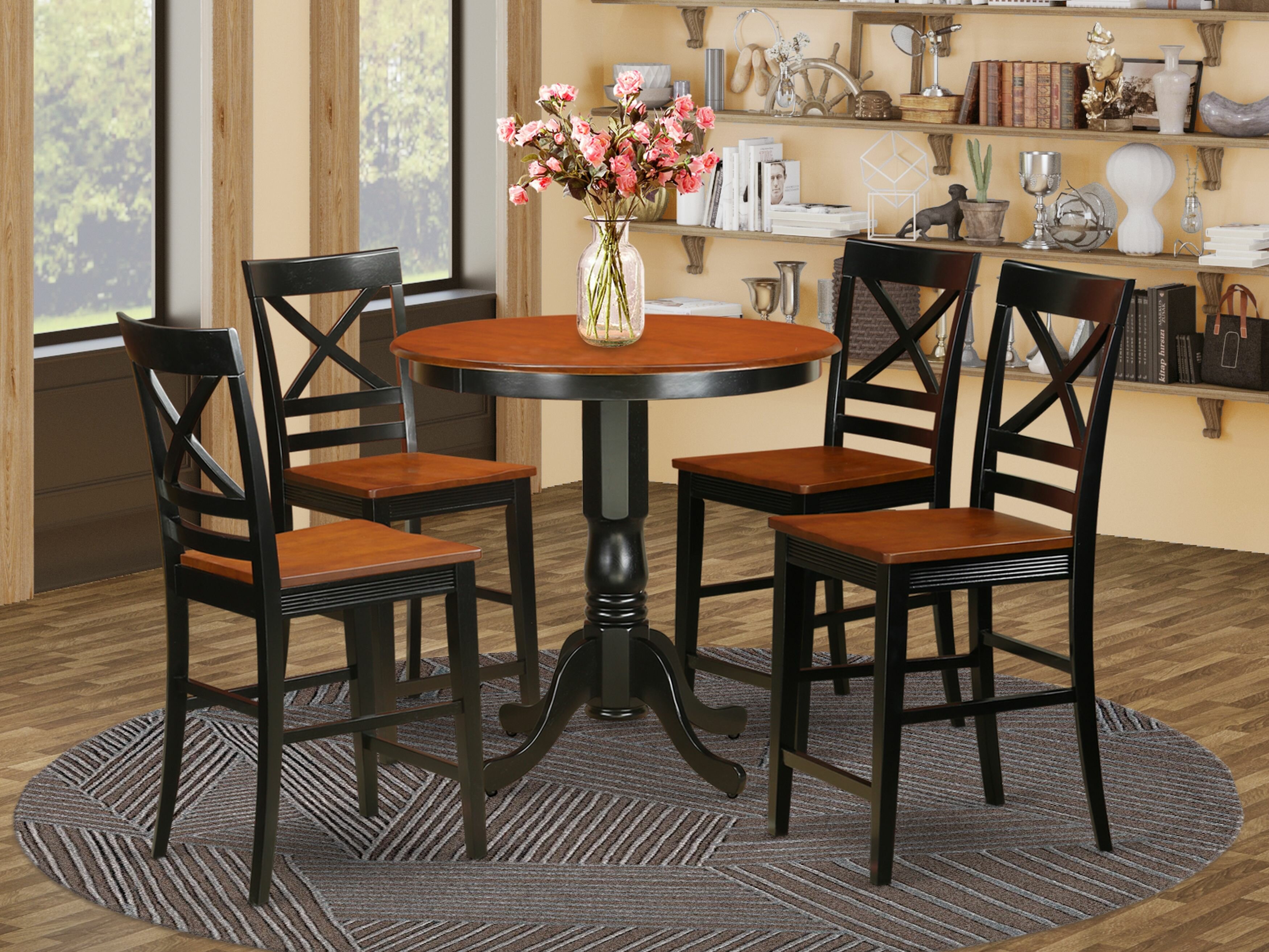 Rosalind Wheeler Grattan 4 - Person Solid Wood Dining Set & Reviews ...