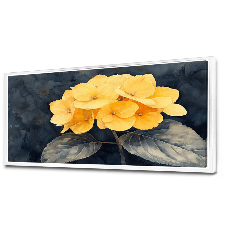 Hirsch - Floral Large Wall Art, Floater Framed Print, 28" H x 60 W, White