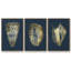 Ensemble de 3 pièces encadrées sur toile, feuille d'or I sur cobalt-97792037-97792038