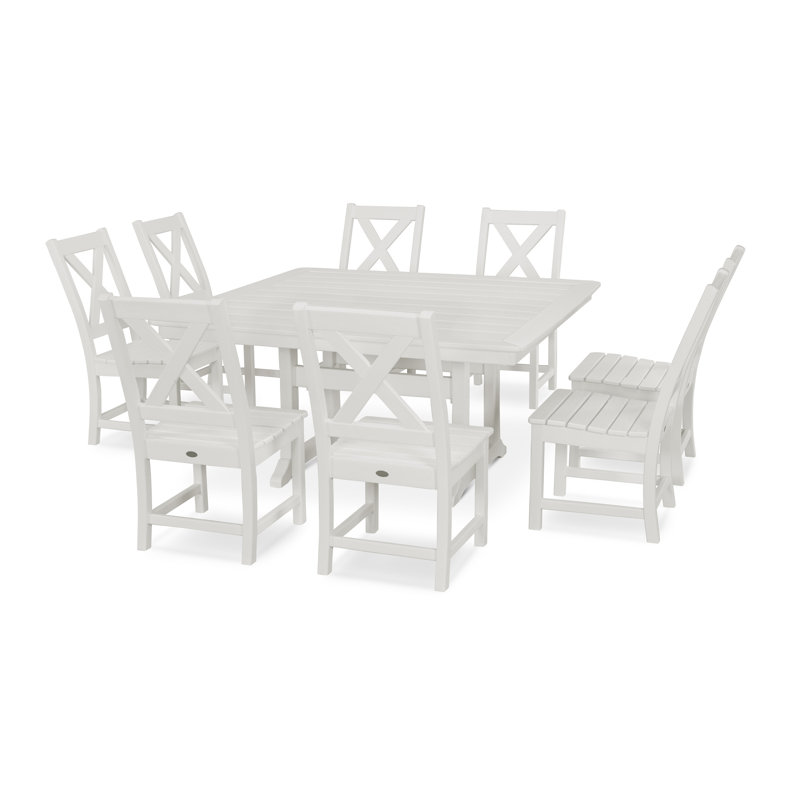 Braxton 9-Piece Nautical Trestle Dining Set, White