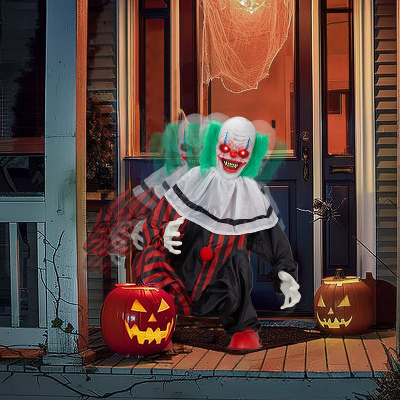 2,6 pi Décoration de clown animée avec des yeux rouges effrayants et une décoration d'Halloween