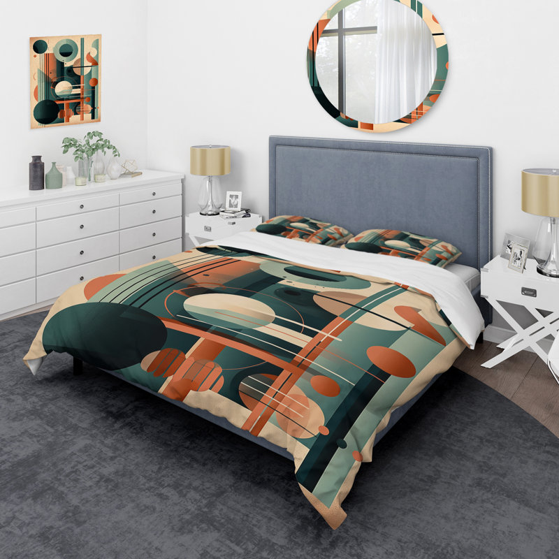 Ensemble de housse de couette orange et vert Mid Century Momentum IV Bedding