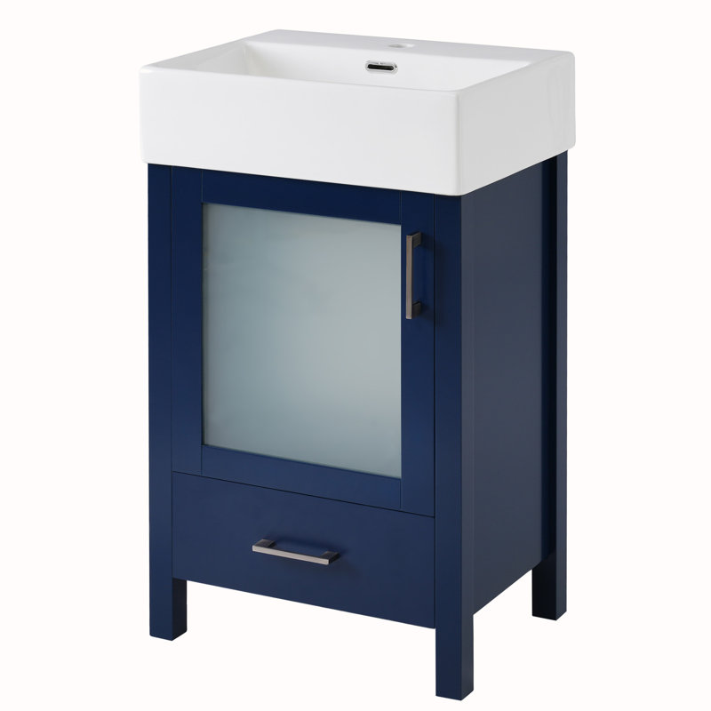 Meuble-lavabo de 20 pouces avec lavabo en céramique, Bleu