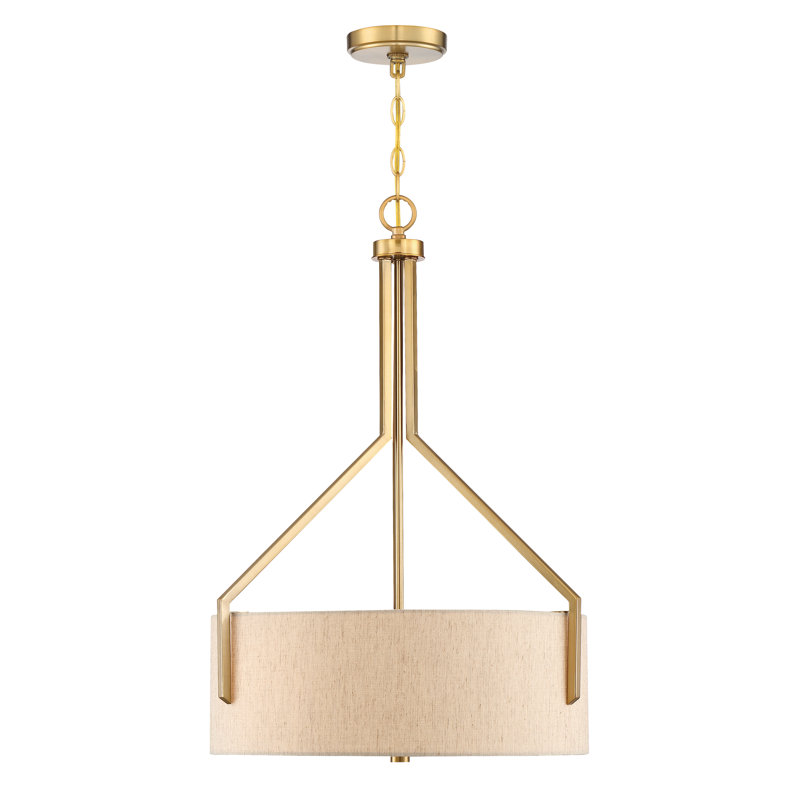 Luminaire suspendu tambour 4 lumières Torron, Or brossé