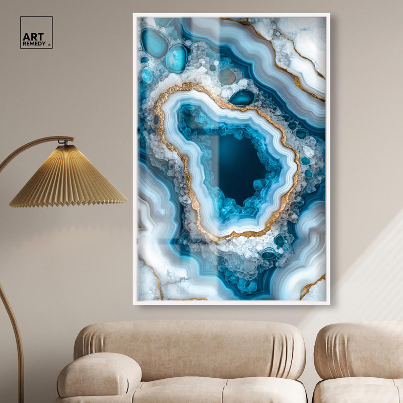 «Godeed Geode Eye I Shadowbox Print» par Art Remedy, H 55 po x l 37 po, Blanc