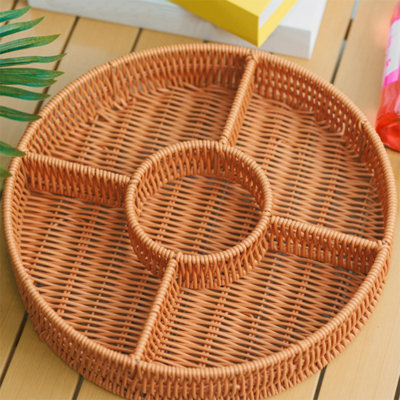 Cane Woven Storage Basket Woven Storage Table Top Sum Dried Fruit Snack Storage Fruit Happiness Gift Tray Afternoon Storage Basket