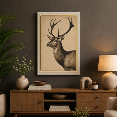 Crowned Stag Minimalist - Wrapped Canvas