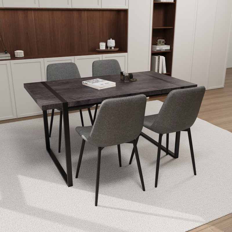 Ensembles de table de salle à manger en MDF noir moderne avec structure en métal pour la cuisine