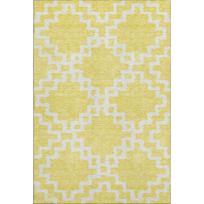 Premium Machine Washable Prisco Yellow Rug, null