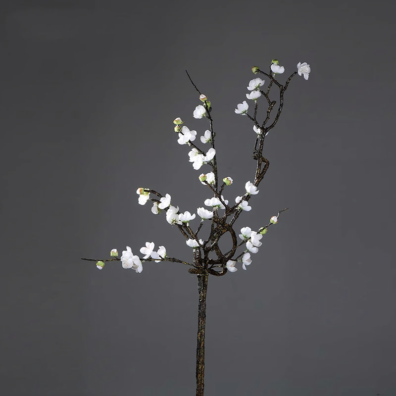 Simulated Plum Blossom Set Ceramic Vase Floral Decoration, White