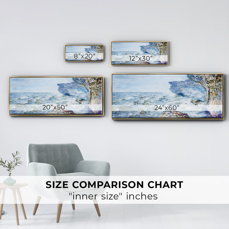 The Sea at Fecamp, 1881 - Framed Canvas, 12" H x 30" W