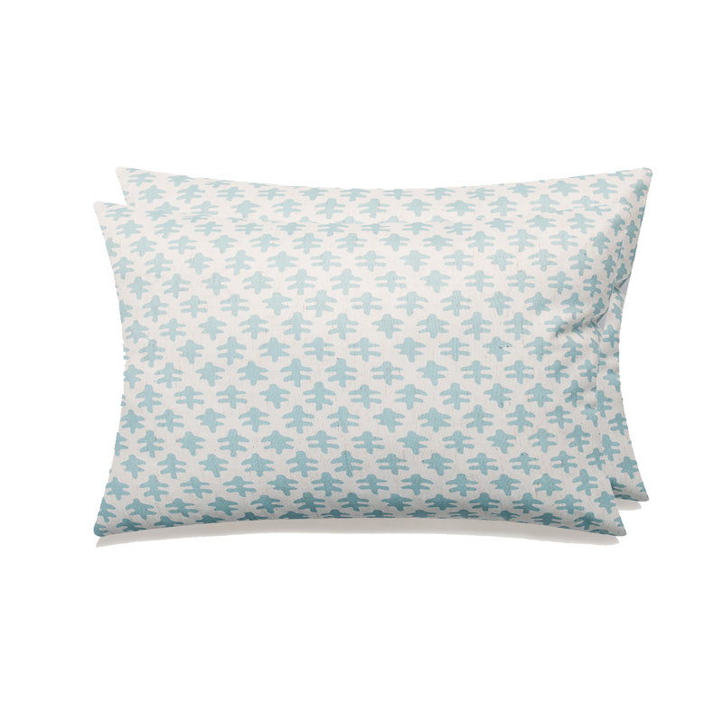 Housse de coussin avec jeu de 2 insertions, Plumes, Bleu