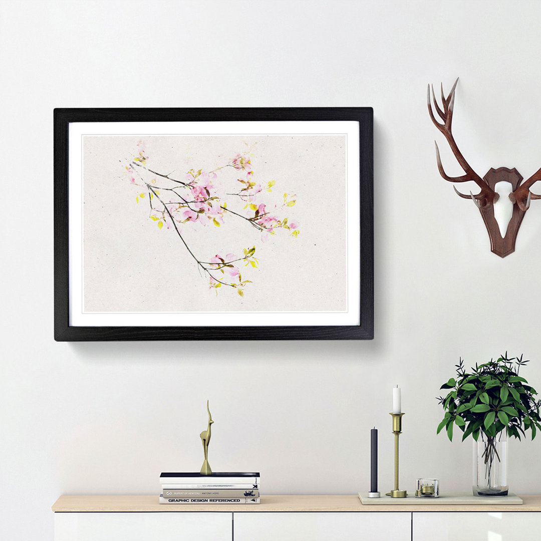 Beauty of a Pink Cherry Blossom Tree Watercolour - Picture Frame Graphic Art Print