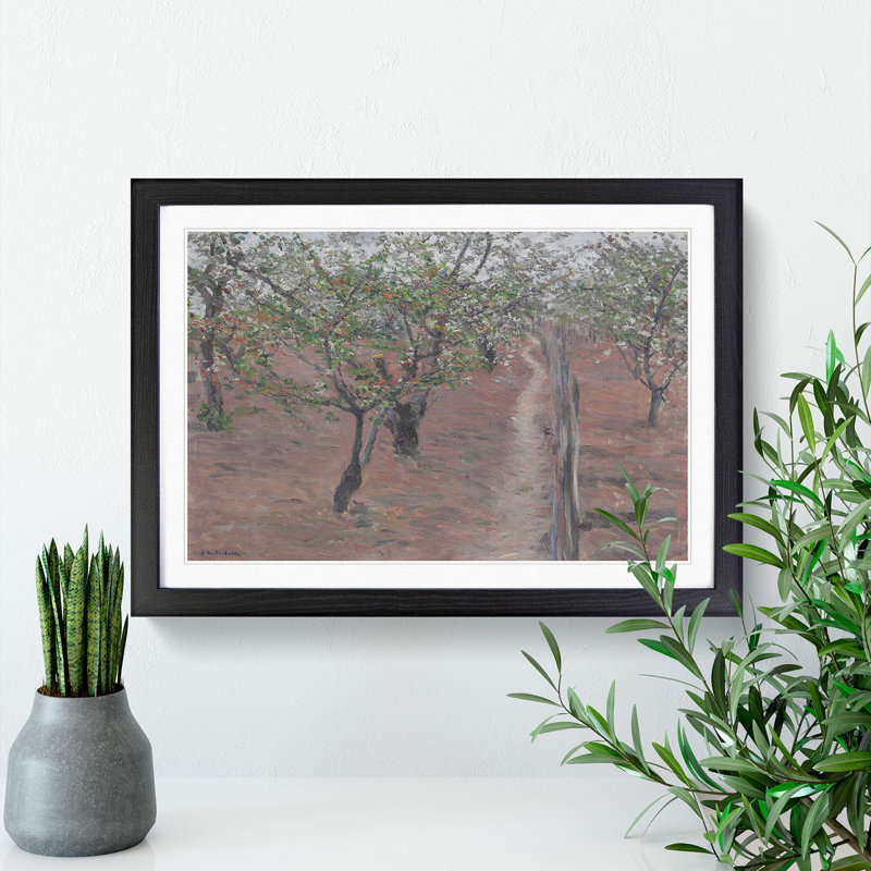 Orchard in Bloom by Gustave Caillebotte - Framed Print, 27cm H x 36cm W x 2cm D, Black Framed