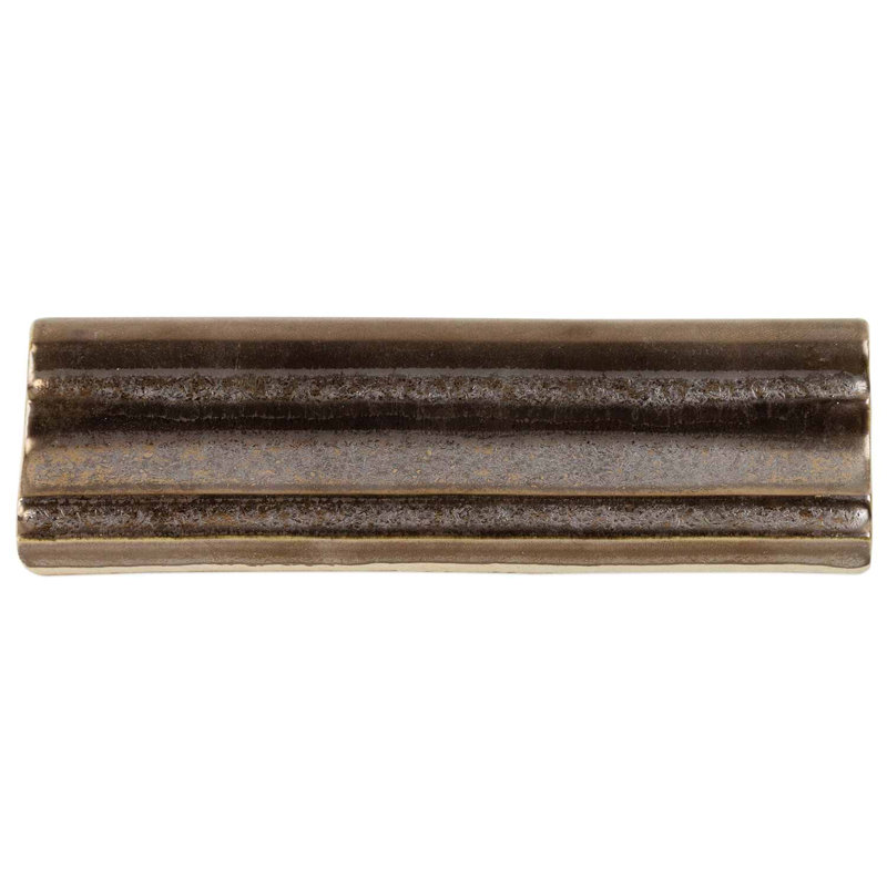 Nabi 2x6 Crackled Glossy Glass Chair Rail Liner, Metallic Copper Brown