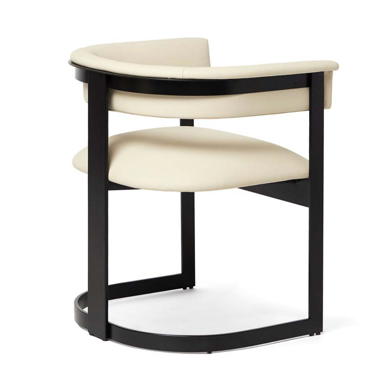Darcy Leather Arm Chair, Buff Cream, Matte Black