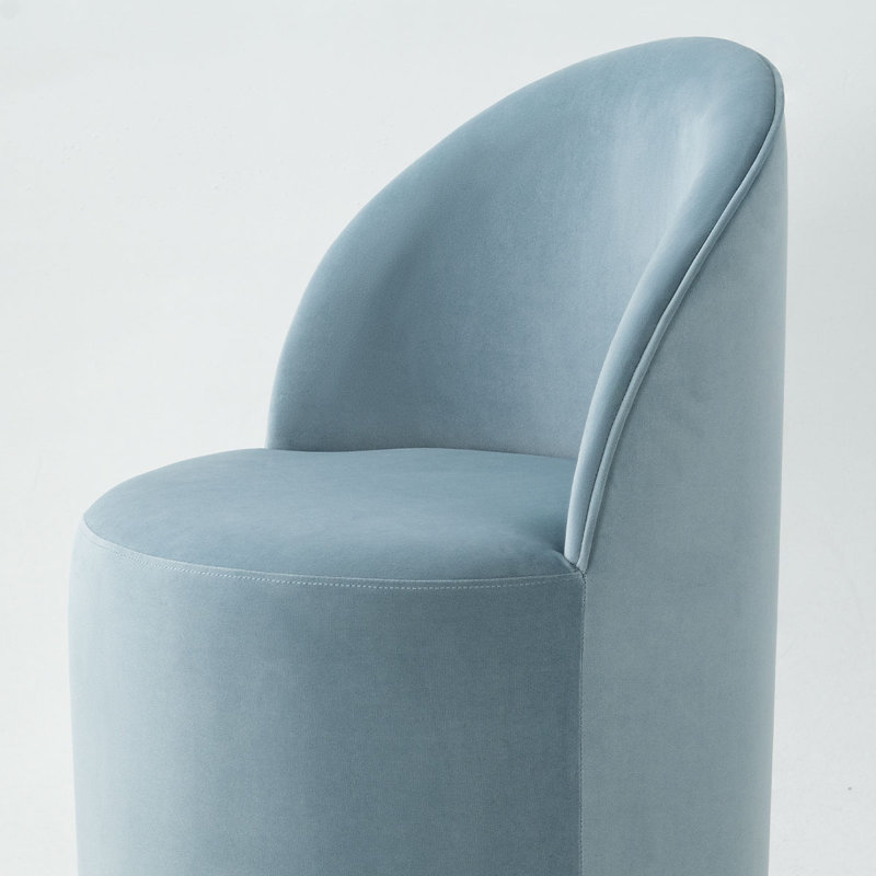 Chaise rembourrée entièrement assemblée en velours avec roulettes cachées (ensemble de 6), Bleu
