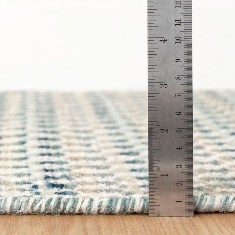 Poppy Blue Handwoven Wool Rug, Runner 2'6" x 8'
