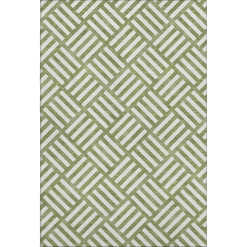 Tapis olive Cerrito lavable à la machine de qualité supérieure, Rectangle 5 pi x 7 pi 6 po