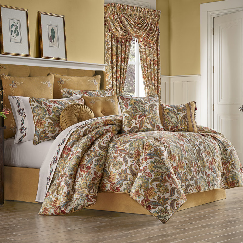 King Size Brown Cotton Floral Comforter Set