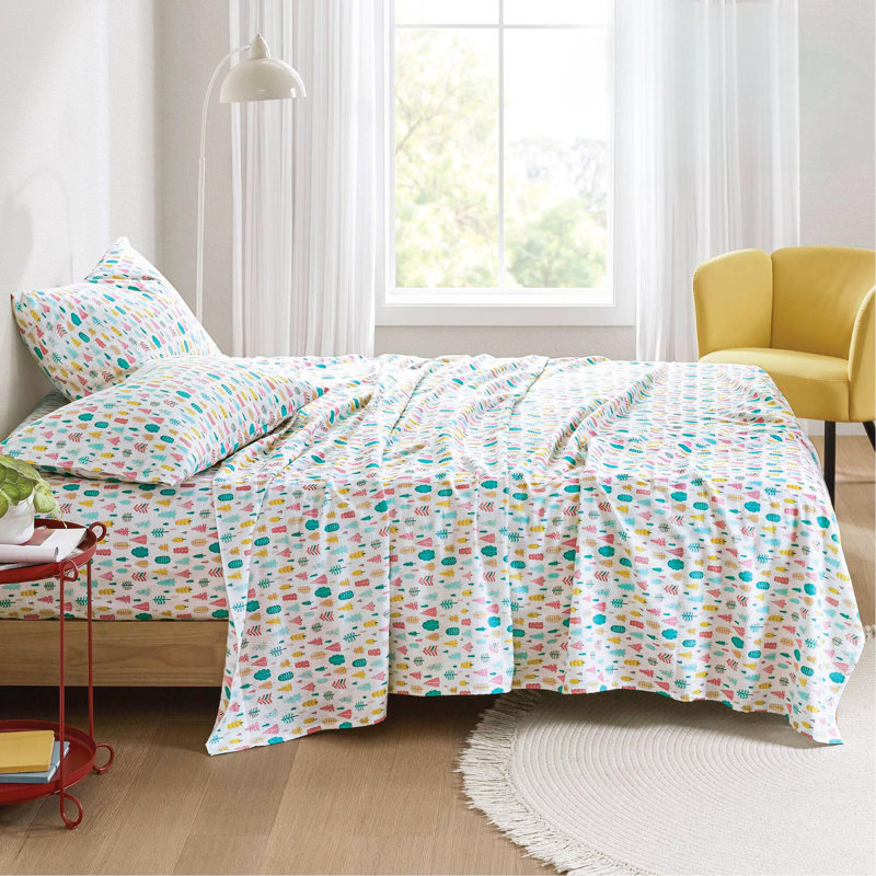 Ensemble de draps en flanelle de coton 3 pièces, Couvre-lit simple + 2 pièces supplémentaires
