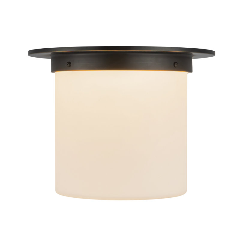 Mineral 11-in Brass Flush Mount, Oil Rubbed Bronze, Opal Glass