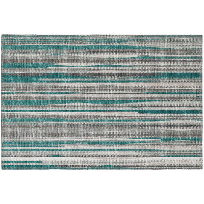 Vanaheim Chenille Washable Striped Indoor / Outdoor Rug