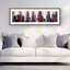 «Abstract Red and Blue Buildings - Gray», reproduction encadrée moderne-1819827985