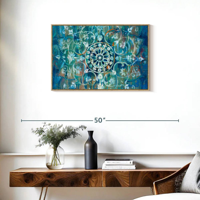 Mandala I, Cadre flottant en bois naturel, 31 po x 21 po