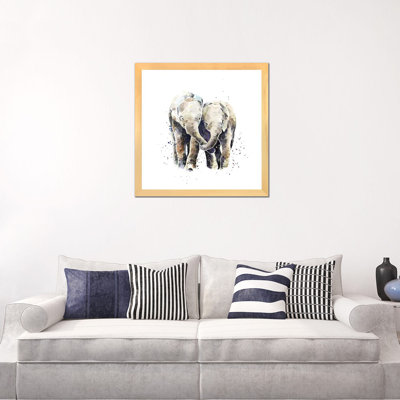 Deux éléphants par EdsWatercolours - impression