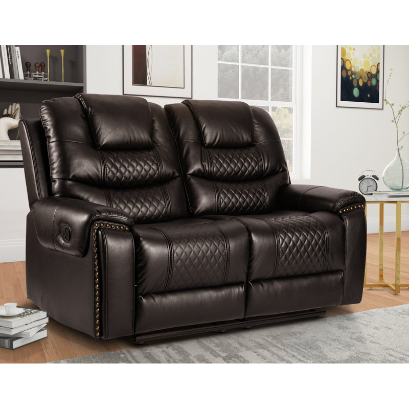Jacki 2 Seater Manual Reclining Sofa, Brown Faux Leather