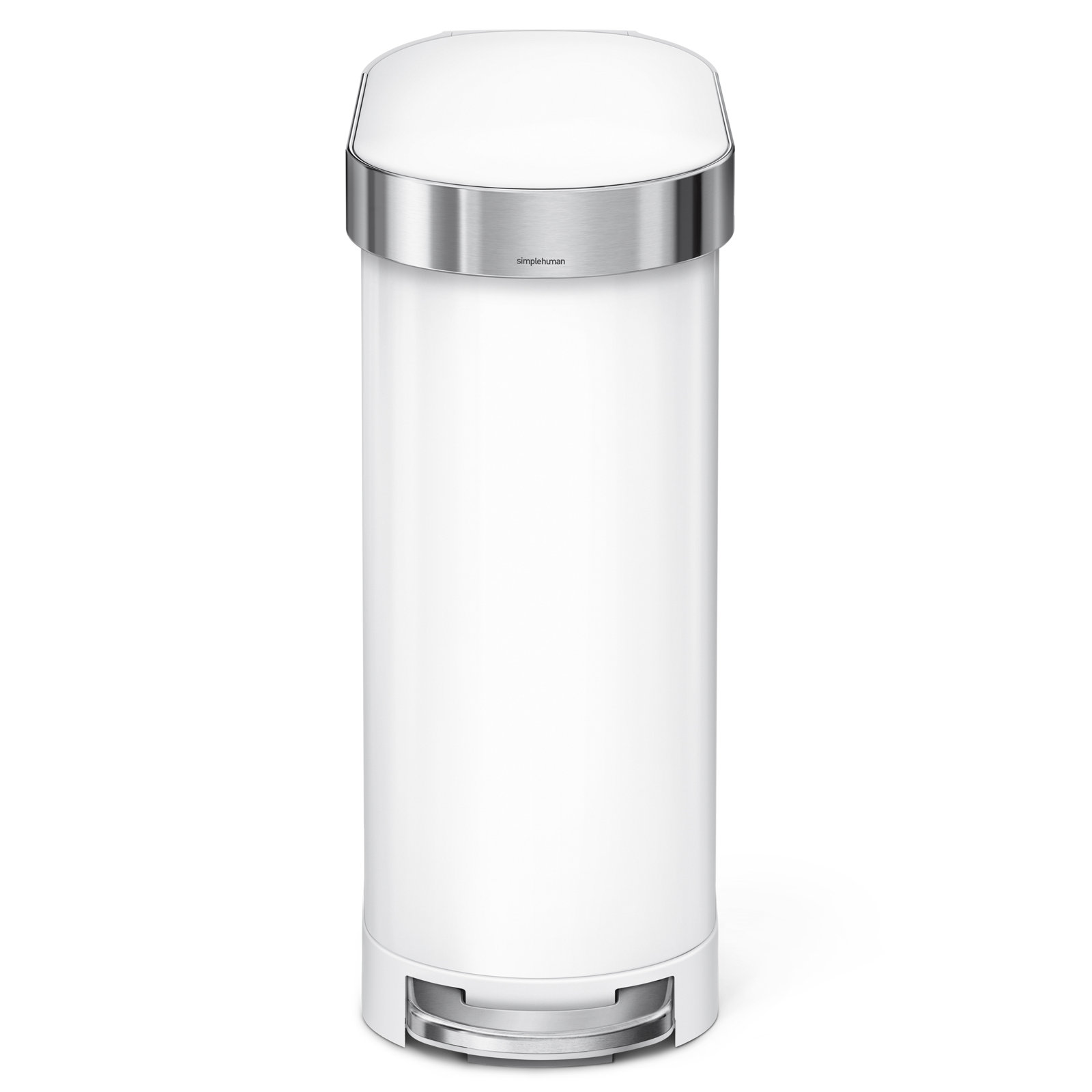 simplehuman 45 Liter / 12 Gallon Slim Hands-Free Kitchen Step Trash Can, White