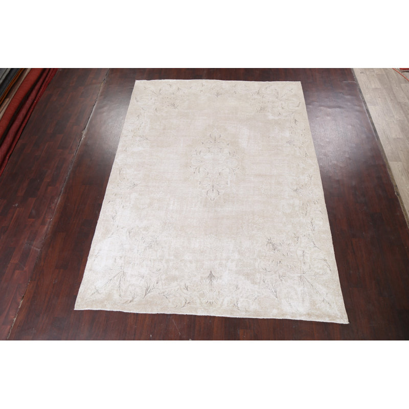 Tapis rectangulaire en laine noué à la main de conception unique 7 pi 10 po x 10 pi 10 po Naod